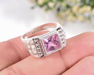Bague en zircon rose en argent sterling 925 – Bague de fiançailles et de mode pour femme avec pierre précieuse facettée |   Fabrication de bijoux en gros - Product Image 3