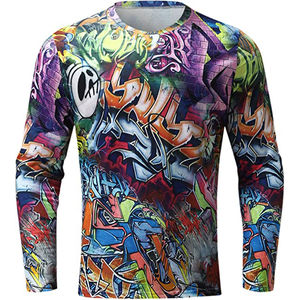 T-shirt anti-rides grande taille 100% coton pour homme, manches longues, coupe ample, style imprimé, sublimation. - Product Image 1