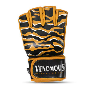 Guantes de MMA Venomous Tiger Viper de Cuero, Medios Dedos, Correa de Muñeca Ajustable, para Entrenamiento, Sparring, Grappling, Duraderos, Transpirables, para Combate - Product Image 2