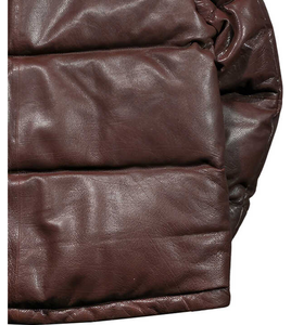 <b>Mens</b> Leather Puffer <b>Jacket</b> Soft Quilted Warm Winter Coat Comfortable Insulated Casual Outerwear Custom OEM - Product Image 5