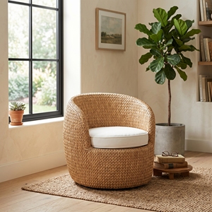 Fauteuil Grenoble en rotin avec structure Subaliu, tressage Pitrit, coussin en tissu SR 10 Stone, mobilier d'extérieur haut de gamme - Product Image 2