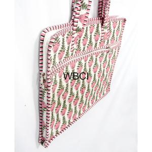 WBCI กระเป๋าใส่แล็ปท็อปดีไซน์ใหม่สวยงาม ลายดอกไม้สีชมพู ผ้าทอ ลำลอง ความจุขนาดใหญ่ มีหูหิ้ว ปิดด้วยซิป - Product Image 4