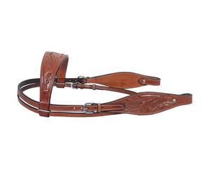 Conjunto de cabezada, pechopetral y riendas de cuero marrón estilo western con diseño floral tallado a mano, herrajes de acero inoxidable, fabricante indio, marca LLT - Product Image 4