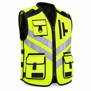 Gilet de travail de sécurité durable avec panneaux réfléchissants de couleur fluorescente, poches pratiques et design confortable pour les entrepreneurs - Product Image 3