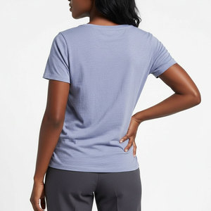 Camiseta de Mujer con Cuello en V y Bolsillo, Algodón Suave, Corte Holgado, Bolsillo en el Pecho, Camiseta Básica Informal, Servicio Personalizado OEM/ODM, Venta al Por Mayor - Product Image 2