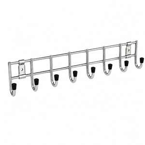 Chrome <b>Wall</b> Mounted 8 <b>Hook</b> Metal Clothes Rack Organizer Rust Resistant Hanging Storage for Bathroom Wardrobe - Product Image 1