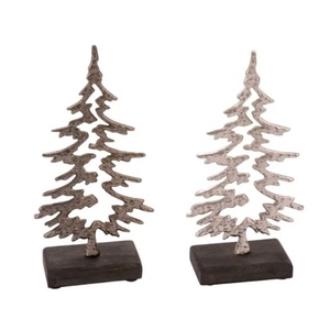Handmade Silver Metal <b>Christmas</b> <b>Tree</b> Sculpture With Solid Wooden Base Elegant Abstract Ribbon Tabletop Ornament For Home Hotel - Product Image 6
