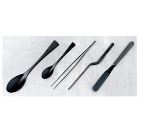 Altomme Instruments 5 Piece Chef Plating Tools Set Tweezers Spatula Spoon Black Plasma Coated Culinary <b>Kit</b> Professional Food - Product Image 1