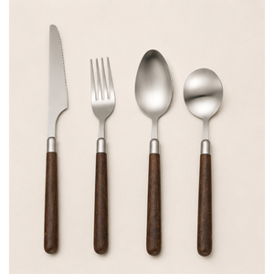 Juego de Cubiertos de Acero Inoxidable con Mango de Madera de Nogal Premium, Cubertería Retro de Lujo para el Hogar y Restaurantes, Cubiertos con Logotipo Personalizado - Product Image 1