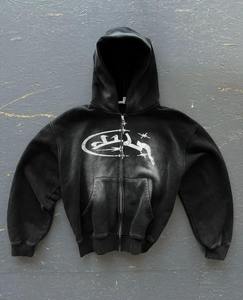 Sweat-shirt de luxe pour homme, noir, à capuche, zippé, imperméable, écologique, à manches classiques, avec logo imprimé sur le devant, tricoté pour l'hiver - Product Image 5