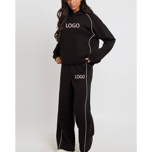 Ensemble de survêtement unisexe en coton épais OEM, coupe ample, streetwear, double taille, jogging, 2 pièces, tenue de sport - Product Image 1