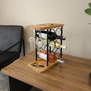 Porte-vin en bois de Jatoba - Porte-bouteilles rustique pour 6 bouteilles - Vente en gros - Product Image 3