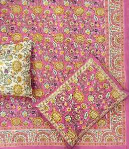 Pure Cotton Bedsheet with Boho Quilt Hand Block Motif Print Soft <b>Bed</b> Cover <b>for</b> Home Decor Available King <b>Double</b> - Product Image 1
