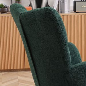 Verde imbottito accento sedia schienale alto a dondolo bilanciere imbottito sedile stile orsacchiotto per soggiorno camera da letto ufficio - Product Image 3