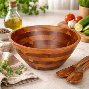 Juego de Tazones Rectangulares para Ensalada de Bambú Natural Hechos a Mano con Utensilios, Aptos para Lavavajillas, para Uso Doméstico, para Servir Vegetales, de Madera, Personalizables - Product Image 3