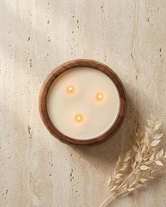 Wooden Candle Bowl Round Handmade Candle Stand Farmhouse Decorative Holder for Home Christmas - Product Image 4