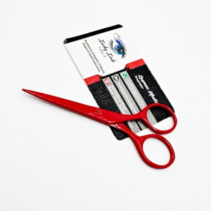 Tijeras de salón de acero inoxidable rojo de alta calidad Extensiones de cabello con logotipo personalizado Herramientas de cuidado de belleza sostenibles - Product Image 1