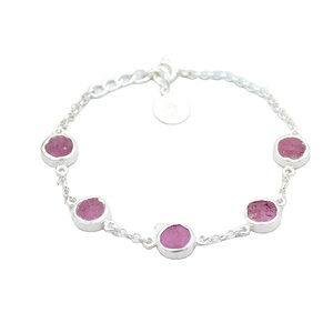 Pulsera de plata de ley 92,5 con rubí Natural, piedra preciosa sin procesar, hecha a mano - Product Image 1