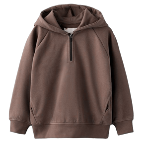 Unisex Half Zip Hooded Sweatshirt Solid Color French Terry Oversized Fit Casual Autumn Wear - Product Image 2