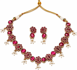 Ensembles de bijoux classiques pour femmes en argent antique oxydé, sertissage clos, Dori doré, plaqué or 18 carats, motif floral, pour soirée, vente en gros - Product Image 1