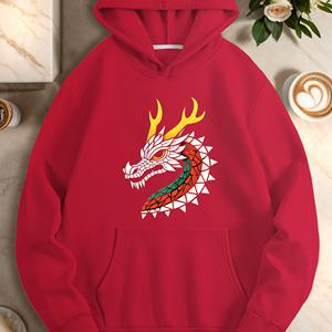 Sweats à capuche décontractés pour femmes style mosaïque tête de dragon - Product Image 3