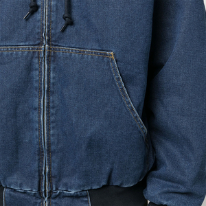 Sweat-shirts en jean à fermeture éclair pour homme, taille plus, couleur bleue, coton léger, poignets élastiques et poches - Product Image 5
