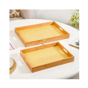 Bandeja de Almacenamiento Rectangular de Bambú, Apilable, con Acabado en Polvo, Diseño Minimalista, Apta para Lavavajillas, Segura para el Contacto con Alimentos, para Uso en la Mesa - Product Image 5