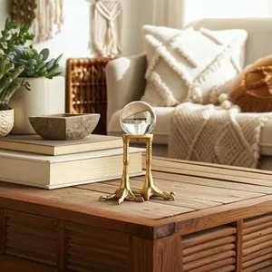 Gold-Plated Aluminium Bird Claw <b>Crystal</b> <b>Ball</b> Stand Round Figurine for Home Decoration Feng Shui - Product Image 1
