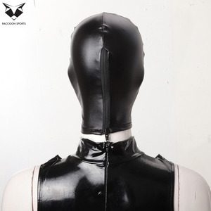 Cagoule intégrale en similicuir noir avec ouvertures pour les yeux et la bouche, sexy, pour clubbing, cosplay et déguisement de fête - Product Image 3