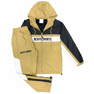 Ensemble de survêtement sportif Rexfit respirant avec fermeture éclair pour homme : veste coupe-vent et short – Vente en gros - Product Image 1