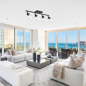 Accesorio de tocador de baño de 4 luces ajustable Pantalla de vidrio transparente Foco de techo de metal giratorio multidireccional - Product Image 6