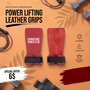 Genuine Leather Palm Guard Adjustable Grips Wrist <b>Support</b> Weightlifting Heavy Strength Leather Grips - Product Image 1
