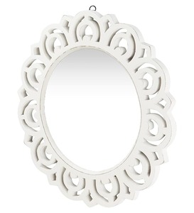 <b>White</b> Handmade Contemporary Decorative Wall <b>Mirror</b> Geometric Cutout <b>Frame</b> Living Room Bedroom Bathroom Home Decor REHMAN CRAFT - Product Image 4