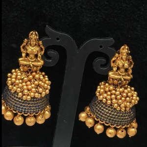 Laxmi Matte Style Traditional Jhumki-18K Gold Plated Pearl & Diamond Earrings for Wedding & Engagement - Product Image 3