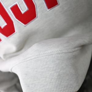 Sweat-shirt à col montant gris cendré BOSTON U avec broderie appliquée rouge, col large, URBAN PRODUCTIONS - Product Image 4