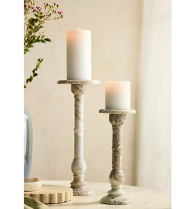<b>Marble</b> Stone <b>Candle</b> Pillar Stand Heat Resistant Tabletop Home Decoration High Quality <b>Marble</b> <b>Candle</b> Holder Pillar - Product Image 1