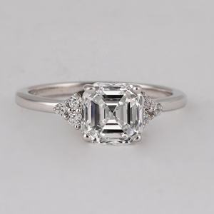 Anillo de Boda de Lujo en Oro Blanco Sólido de 18 Quilates, Corte Princesa, Diamante Cultivado en Laboratorio, Engaste Pavé, Clásico, Certificado IGI, 1.5-1.9 - Product Image 1