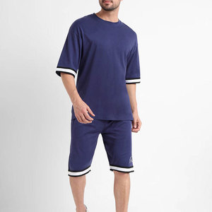 Men's Sporty Two-Piece Set Color Blocking Breathable <b>Polyester</b> <b>T</b>-<b>Shirt</b> and Shorts Quick Dry Knitted Summer Wear - Product Image 4