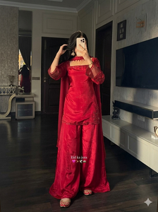 Conjunto de Túnica Holgada Rosa Lila de Diseñador 2026 con Apliques en Contraste y Borde Festoneado, Traje al por Mayor Estilo Pakistaní, Vestido de Manga Ancha - Product Image 6