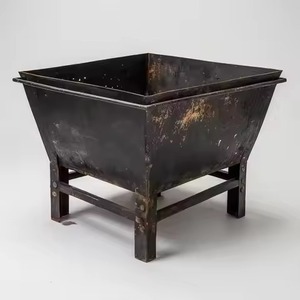 Durable Quality Square Tapered Steel Fire Pit Bowl Elevated Cross Base <b>Stand</b> Minimalist Outdoor Patio Wood <b>Fireplace</b> Fire Pit - Product Image 4