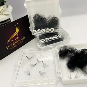 ขนตาปลอมแบบพัดสำเร็จรูป พรีเมียม CC/DD/M/L Curl 0.03 0.05 ทำมือ ฐานแหลม สีดำด้าน เส้นใย PBT คุณภาพเกาหลี เพิ่มวอลลุ่ม - Product Image 4