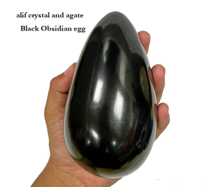 Œuf en obsidienne noire naturelle de qualité supérieure, vente chaude, cristal de guérison minérale, décoration intérieure - Product Image 2