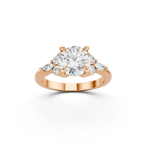 แหวนหมั้นเพชรแล็บโกรว์สำหรับผู้หญิง ทอง 14K ชุบโรเดียม เพชรเม็ดเดี่ยวทรงบริลเลียนท์ ประดับเพชรข้าง ได้รับการรับรองจาก IGI ดีไซน์ทันสมัย - Product Image 1