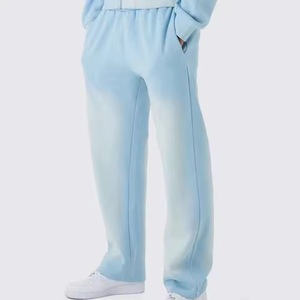Unisex Light Blue Tracksuit Full Sleeve Zipper Front Casual Solid Color Sweatshirt <b>Pants</b> 100% Cotton Breathable Spring Wear - Product Image 5