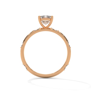 แหวนหมั้นมอสซาไนต์ทรงเอเมอรัลด์ชุบทอง 14K แหวนเพชรสามเม็ดสำหรับงานแต่งงานและงานฉลองครบรอบ - Product Image 3