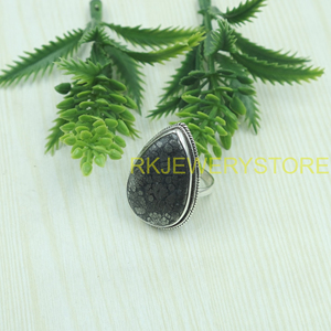 Natural Large Marcasite Stone <b>Ring</b> 925 Sterling Silver Handmade <b>Statement</b> <b>Ring</b> Vintage Designer Jewelry Gift for Women Men Her - Product Image 3