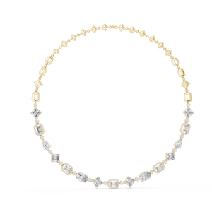 Yellow Gold Multi Shape Lab Grown Diamond <b>Statement</b> <b>Necklace</b> | Emerald, Oval, Asscher & Marquise Luxury Design - Product Image 1