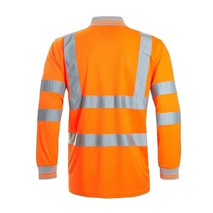 Chemise de travail à manches longues haute visibilité pour hommes, uniforme de sécurité réfléchissant en polyester, orange - Product Image 6
