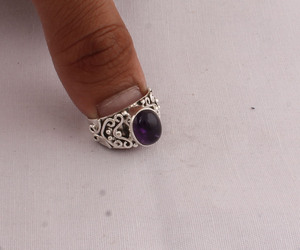 Wholesale Natural Amethyst Cabochon <b>Ring</b> <b>925</b> Sterling <b>Silver</b> Vintage Statement <b>Rings</b> Handmade Semi Precious Gemstone Jewelry for - Product Image 3