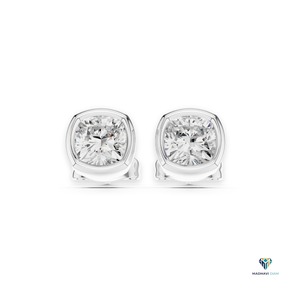 2.50 TCW White <b>Gold</b> Cushion Cut Lab Grown Diamond <b>Pendant</b> and Earrings Set in 18K <b>Solid</b> <b>Gold</b> - Product Image 1